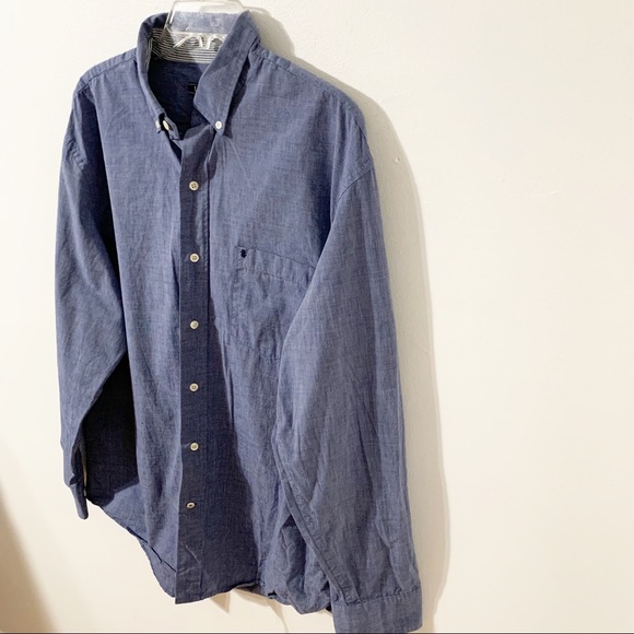 Izod Button Down Micro Stripe Long Sleeve Cotton Shirt with Contrasting Cuffs 💙 - Picture 2 of 12